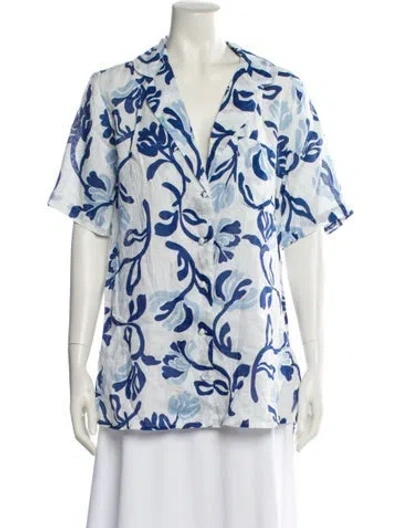 Pre-owned Faithfull The Brand Linen Floral Print Blouse In Multi