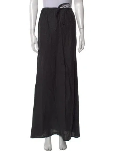 Pre-owned Faithfull The Brand Linen Long Skirt In Black