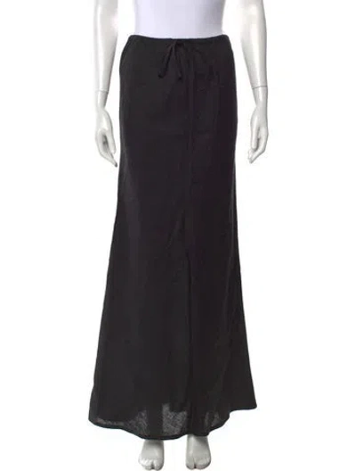 Pre-owned Faithfull The Brand Linen Long Skirt In Black