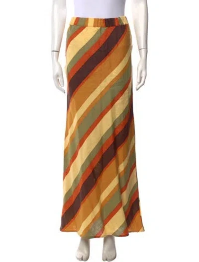 Pre-owned Faithfull The Brand Linen Long Skirt In Orange
