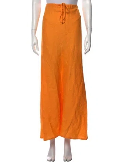 Pre-owned Faithfull The Brand Linen Long Skirt In Orange