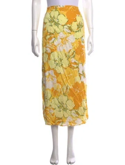 Pre-owned Faithfull The Brand Linen Long Skirt In Yellow
