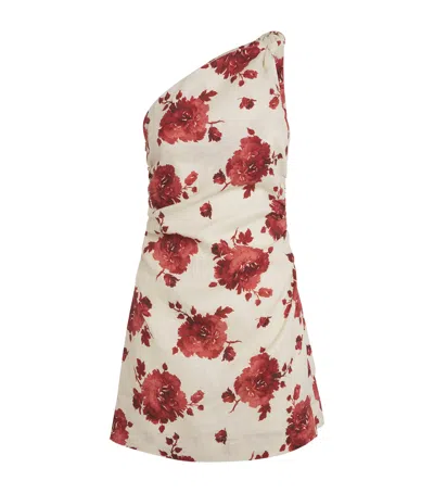Faithfull The Brand Linen Marga Mini Dress In Cecile Floral & Garnet