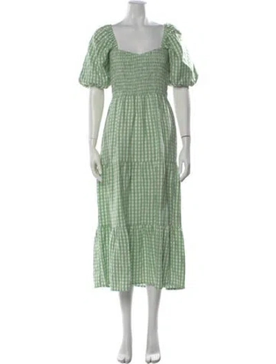 Pre-owned Faithfull The Brand Linen Midi Length Dress In Green