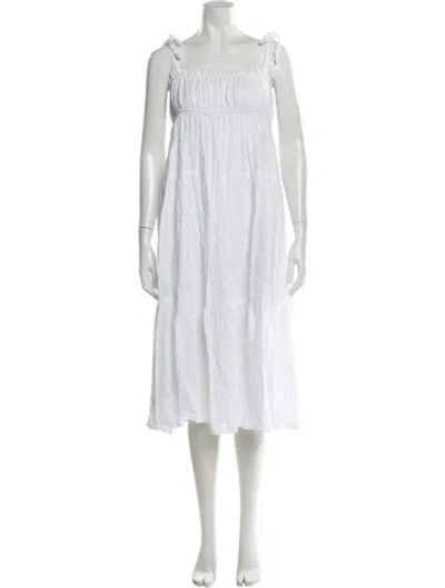 Pre-owned Faithfull The Brand Linen Midi Length Dress In White