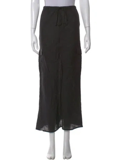 Pre-owned Faithfull The Brand Linen Midi Length Skirt In Black