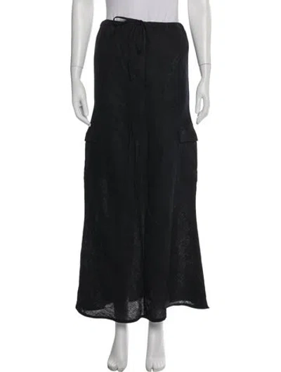 Pre-owned Faithfull The Brand Linen Midi Length Skirt In Gray