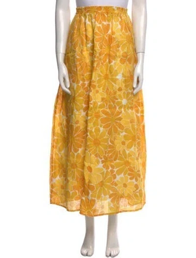 Pre-owned Faithfull The Brand Linen Midi Length Skirt In Orange