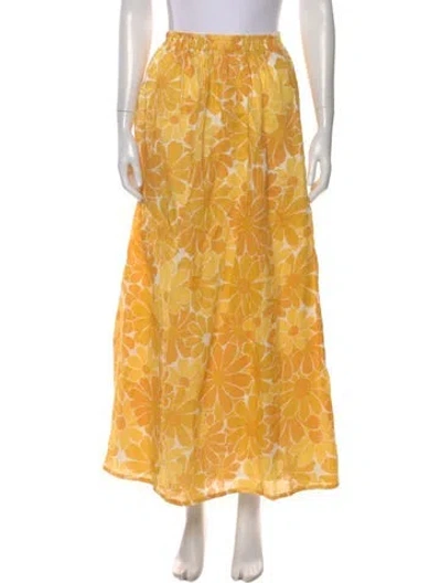 Pre-owned Faithfull The Brand Linen Midi Length Skirt In Orange