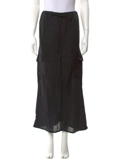 Pre-owned Faithfull The Brand Linen Midi Length Skirt W/ Tags In Black
