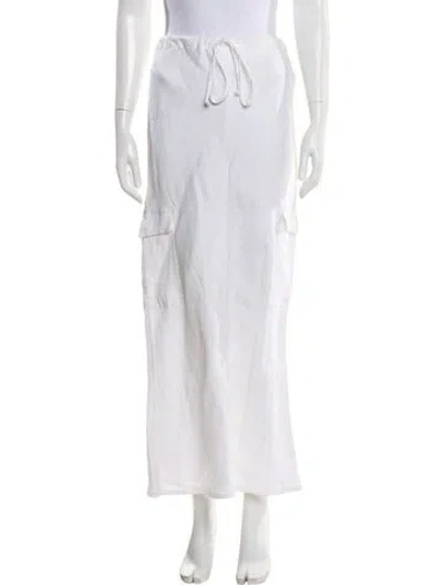 Pre-owned Faithfull The Brand Linen Midi Length Skirt In White