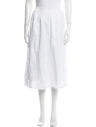 Pre-owned Faithfull The Brand Linen Midi Length Skirt In White