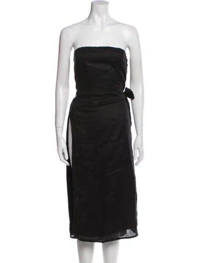 Pre-owned Faithfull The Brand Linen Mini Dress In Black