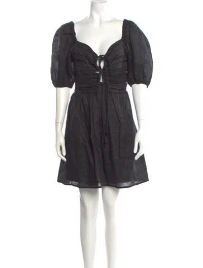 Pre-owned Faithfull The Brand Linen Mini Dress In Black