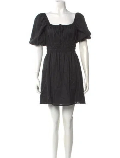 Pre-owned Faithfull The Brand Linen Mini Dress In Black