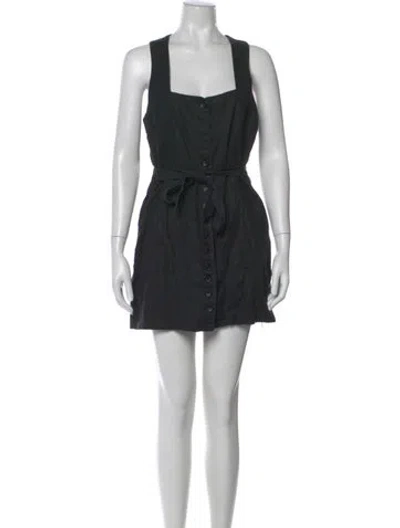 Pre-owned Faithfull The Brand Linen Mini Dress In Black