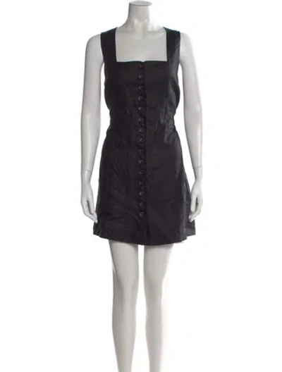 Pre-owned Faithfull The Brand Linen Mini Dress In Black