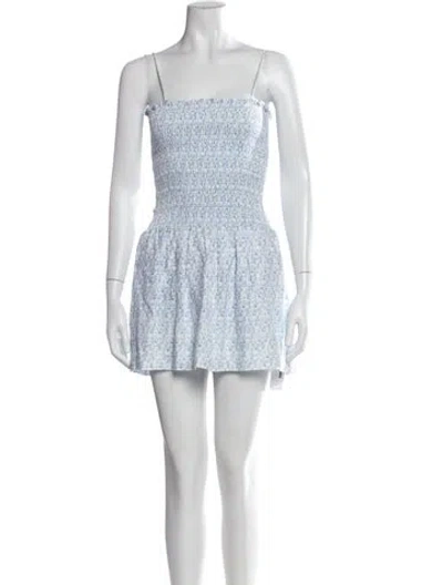 Pre-owned Faithfull The Brand Linen Mini Dress In Blue