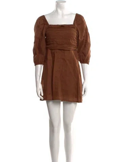 Pre-owned Faithfull The Brand Linen Mini Dress In Brown