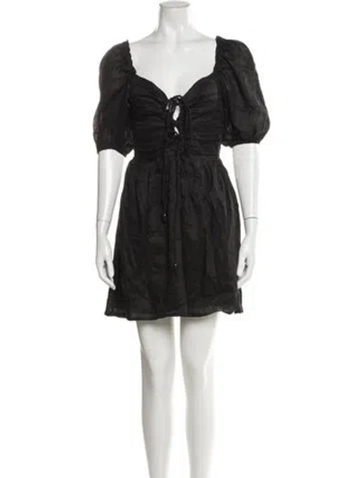 Pre-owned Faithfull The Brand Linen Mini Dress In Gray