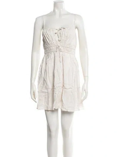 Pre-owned Faithfull The Brand Linen Mini Dress In Neutral