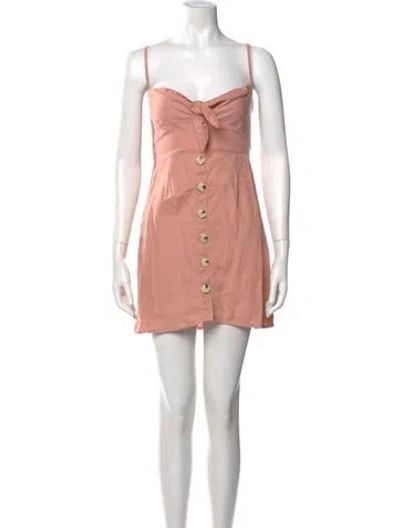 Pre-owned Faithfull The Brand Linen Mini Dress In Pink
