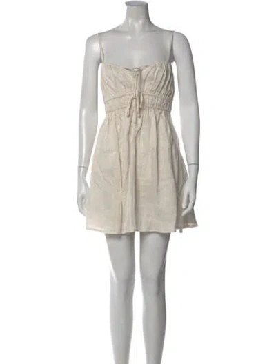 Pre-owned Faithfull The Brand Linen Mini Dress W/ Tags In Neutral