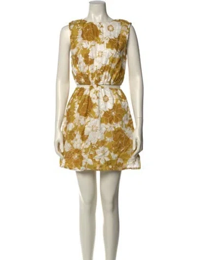 Pre-owned Faithfull The Brand Linen Mini Dress In Yellow