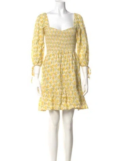 Pre-owned Faithfull The Brand Linen Mini Dress In Yellow