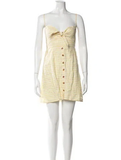 Pre-owned Faithfull The Brand Linen Mini Dress In Yellow