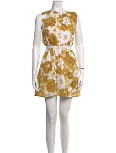 Pre-owned Faithfull The Brand Linen Mini Dress In Yellow
