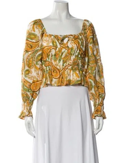 Pre-owned Faithfull The Brand Linen Paisley Print Blouse In Multi