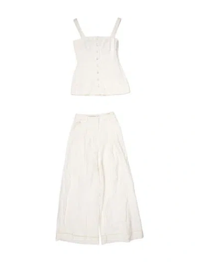Pre-owned Faithfull The Brand Linen Pant Set In White
