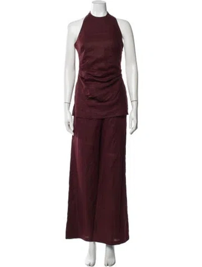 Pre-owned Faithfull The Brand Linen Pantsuit In Burgundy