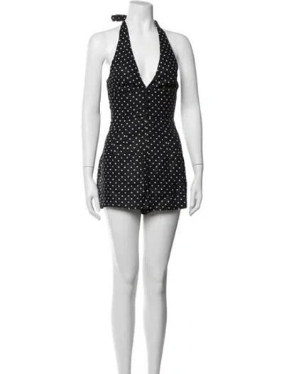 Pre-owned Faithfull The Brand Linen Polka Dot Print Romper W/ Tags In Blue