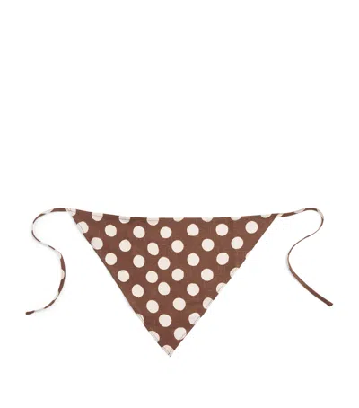 Faithfull The Brand Linen Polka-dot Simona Head Scarf In Brown