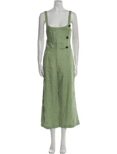 Pre-owned Faithfull The Brand Linen Scoop Neck Jumpsuit In Green