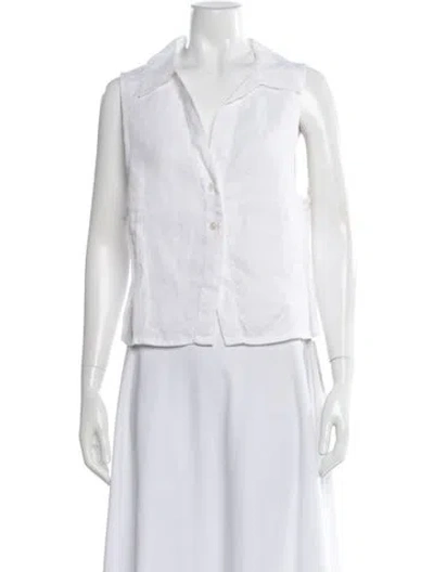 Pre-owned Faithfull The Brand Linen Sleeveless Blouse In White