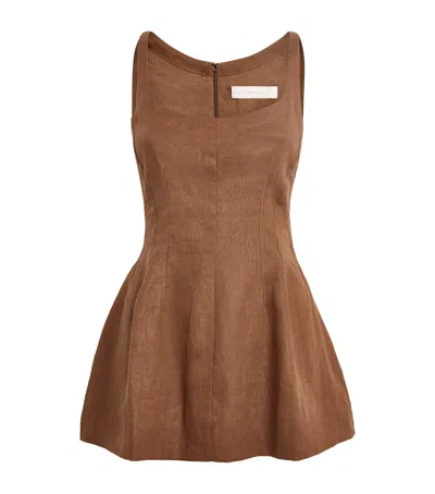 Faithfull The Brand Linen Sleeveless Peplum Top In Brown