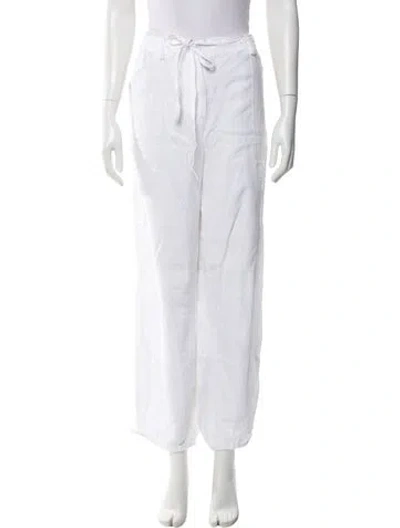 Pre-owned Faithfull The Brand Linen Straight Leg Pants In White