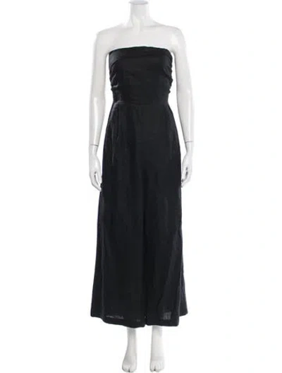 Pre-owned Faithfull The Brand Linen Strapless Jumpsuit In Black