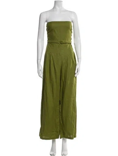 Pre-owned Faithfull The Brand Linen Strapless Jumpsuit In Green