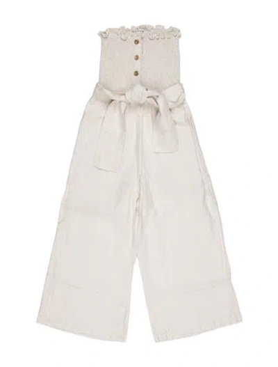 Pre-owned Faithfull The Brand Linen Strapless Jumpsuit In Neutral