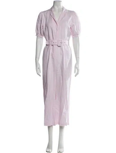 Pre-owned Faithfull The Brand Linen V-neck Jumpsuit In Pink