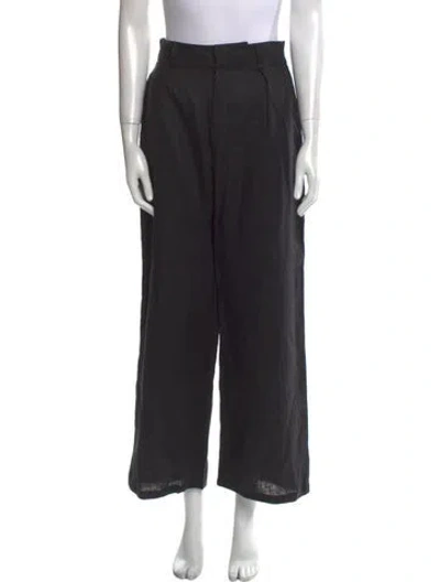 Pre-owned Faithfull The Brand Linen Wide Leg Pants In Black