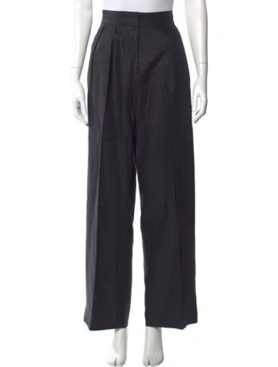 Pre-owned Faithfull The Brand Linen Wide Leg Pants In Black