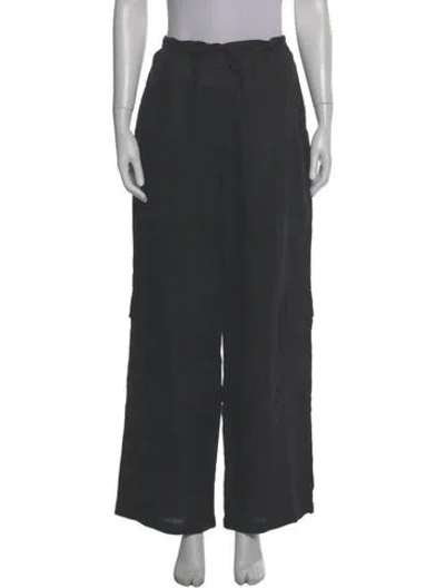 Pre-owned Faithfull The Brand Linen Wide Leg Pants In Black