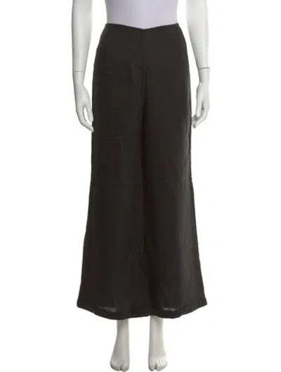 Pre-owned Faithfull The Brand Linen Wide Leg Pants In Black