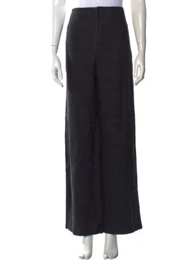 Pre-owned Faithfull The Brand Linen Wide Leg Pants In Black