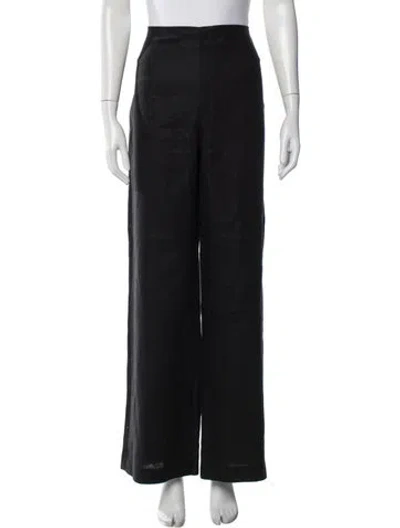Pre-owned Faithfull The Brand Linen Wide Leg Pants In Black